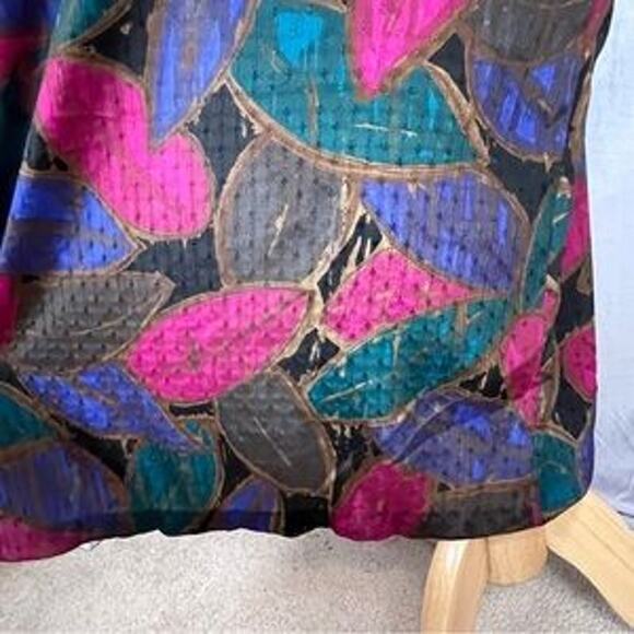 Vintage Mary McFadden Iconic Caftan Dress Small Floral Jacquard Kimono Sleeve - Picture 11 of 12